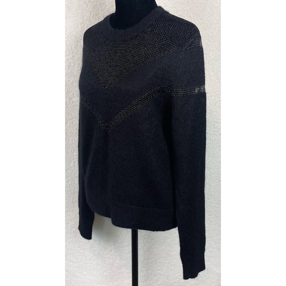 RAG & BONE • Black Blaze Open Knit Crewneck Sweater - Picture 11 of 16